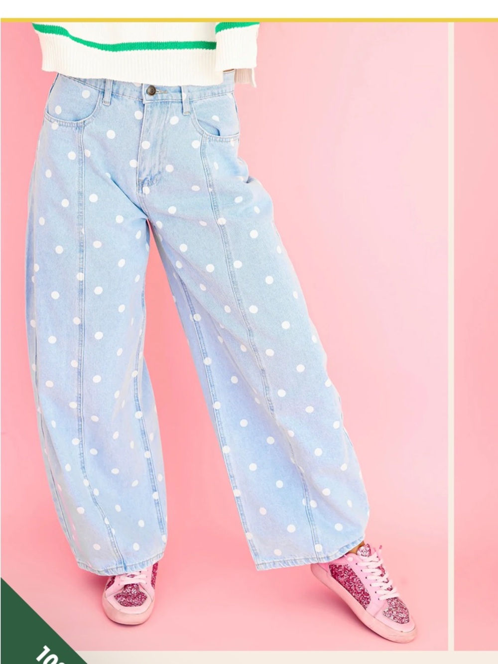Peach Love Polka Dot Barrel Jeans